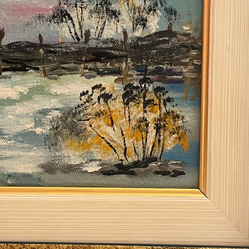 Vintage oil paintings set of 2, like new, winter and spring landscapes