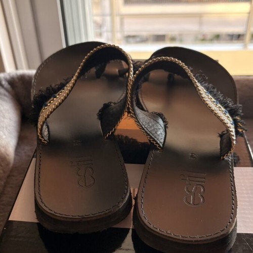 Estil black leather sandals size 39 new