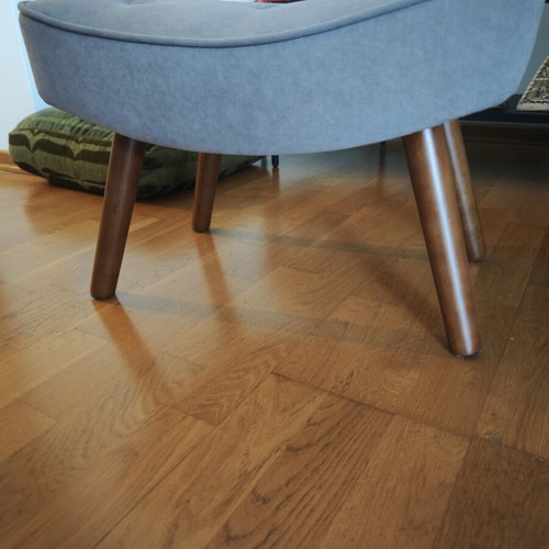 Armchair, stool and cushion set like new, beige fabric