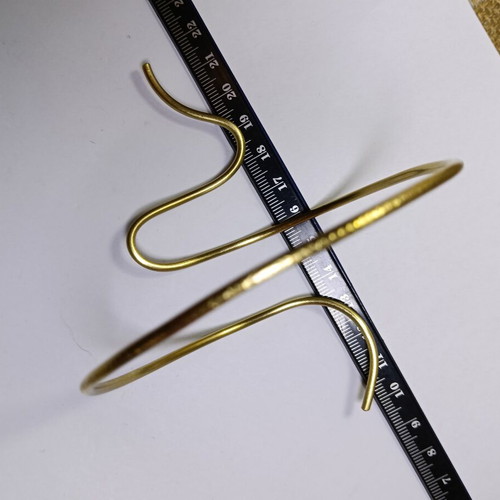 Bracelet handmade, new, gold color, solid brass, hammered snake design
