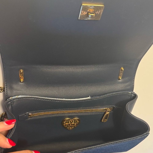 Dolce & Gabbana Blue Denim Patchwork Devotion Shoulder Bag like new