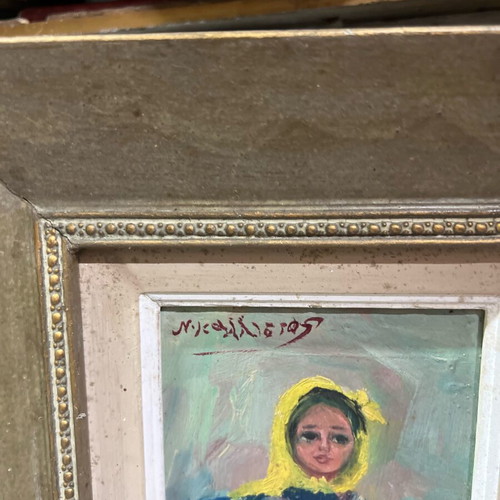 Oil painting framed old used, decade 1070, 35x28 cm
