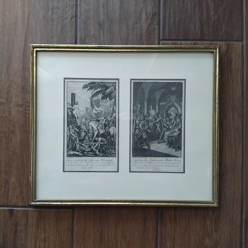 Chalcographies by Johann Caspar Weinrauch 18th century used, framed set