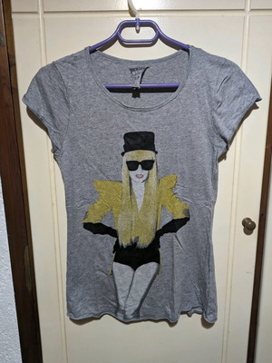 Μπλούζα Zara Trf Lady Gaga μεταχειρισμένη, μέγεθος Large, γκρι
