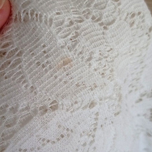 Machine Lace Curtain used, floral design, 212 x 155 cm