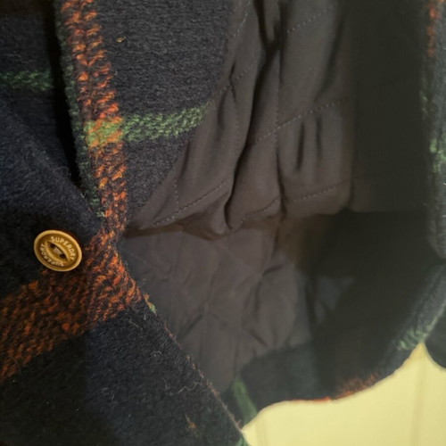 Superdry checked coat like new with fur collar, size S