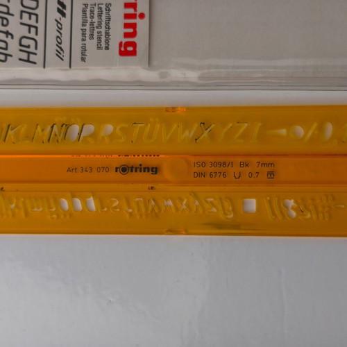 Rotring ISO DIN Technical Drawing Stencil Set used, 3 sizes