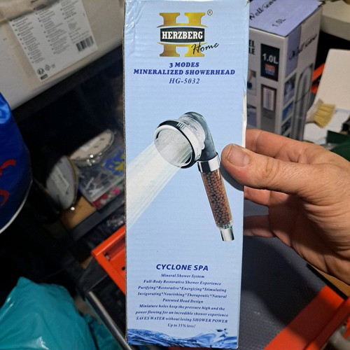 Herzberg Cyclone Spa Shower Head with Mineral Filter New