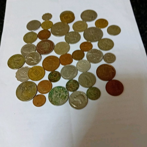 Old coins used, assorted 42 pieces