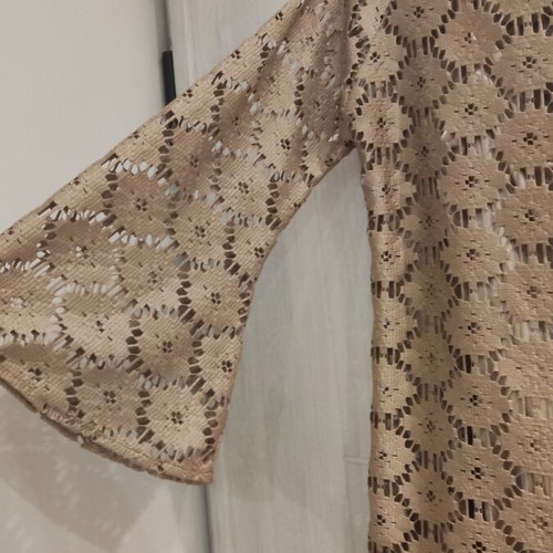 Knitted women's dress like new, gold with satin top Dejavu