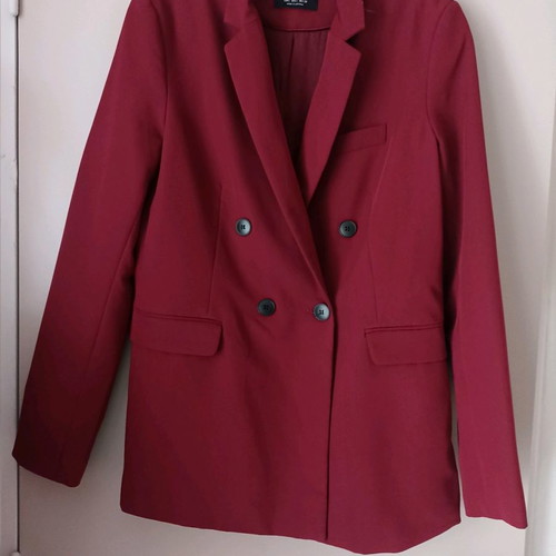 Burgundy suit new with oversized jacket and flared pants size M