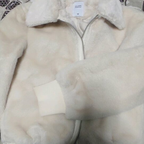 Calliope cream-beige faux fur jacket