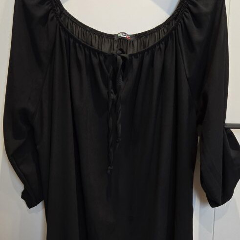 Black maxi blouse tunic, One Size, made in Italy