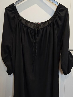 Black maxi blouse tunic, One Size, made in Italy