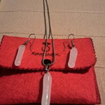 Silver necklace and earrings set with nephrite stone like new