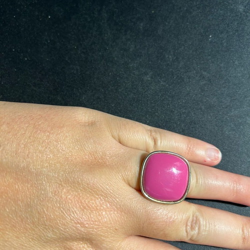 Large square ring used with pink stone