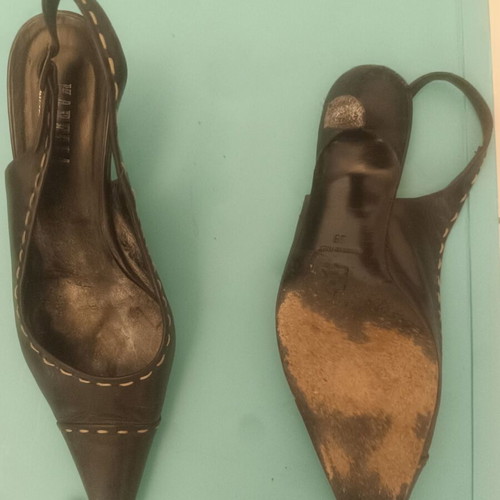 Marella black leather sling back pumps size 39 used with medium heel