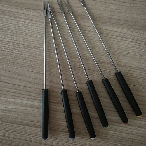 Fondue forks set of 6 nearly new with colored handles