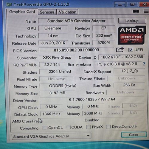 XFX Radeon RX580 8GB XXX graphics card