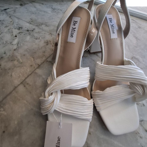 Sandals new, white and beige, size 38, platform style