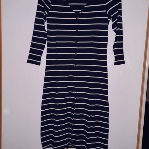 Striped midi dress Springfield like new, white and blue