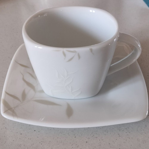 SP Tableware tea set with 6 cups and 6 saucers, white porcelain