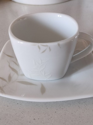 SP Tableware tea set with 6 cups and 6 saucers, white porcelain