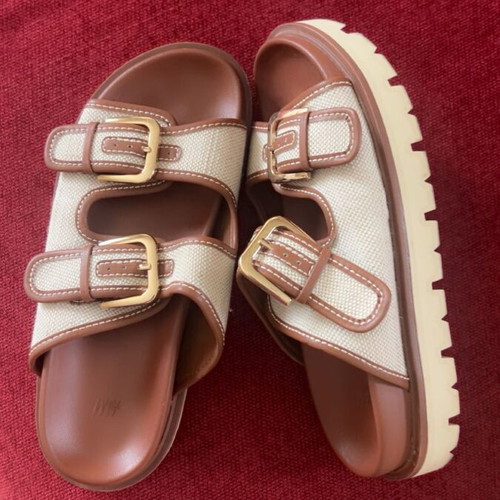 H&M slippers new brown with beige
