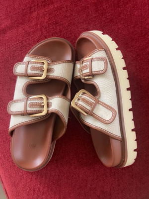 H&M slippers new brown with beige