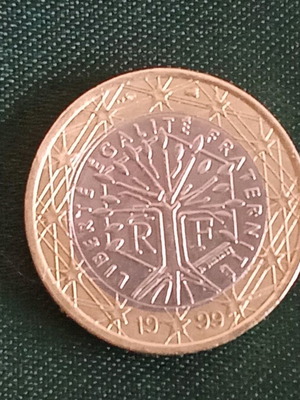 One Euro Coin new, bimetallic with Tree of Life design 1999