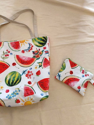 Σετ tote bag και νεσεσεράκι σαν καινούργιο, καλοκαιρινό μοτίβο