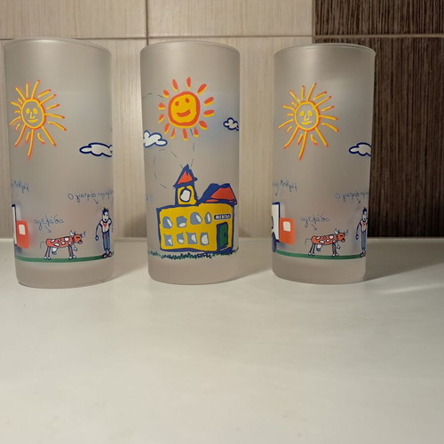 MEVGAL glass set of 3 with matte sandblasted texture