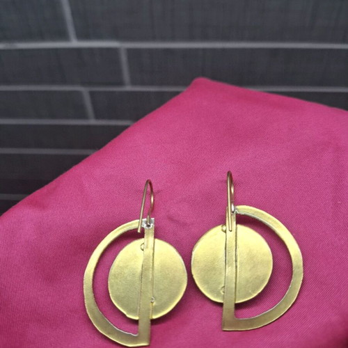 Earrings new from brass with purple enamel