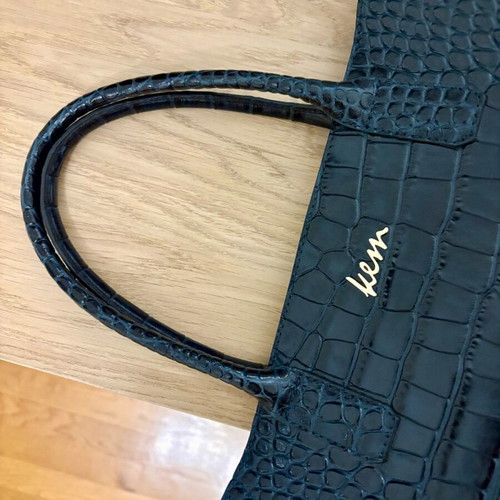 KEM Handbag new, black and navy with animal print