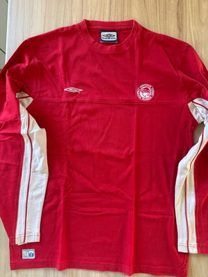 Umbro Ολυμπιακός 2004-2005 μακρυμάνικη προπονητική φανέλα ποδοσφαίρου σε κόκκινο, μέγεθος M