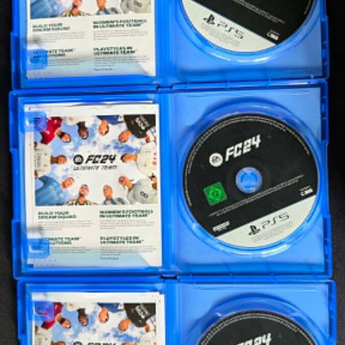 FC24 PS5 sports video games used, pack of 3 with paper and box