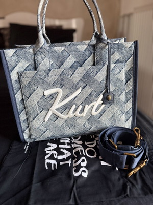 Kurt Geiger denim shoulder bag with extra strap