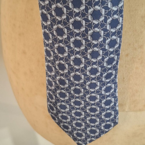 Hermes vintage μπλε μεταξωτή γραβάτα