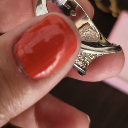 Silver ring 21mm with zircon, like new