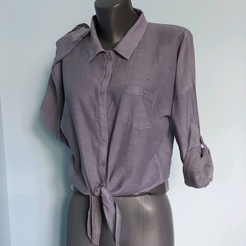 Cotton short shirt used, women's XL/2XL with mother-of-pearl buttons