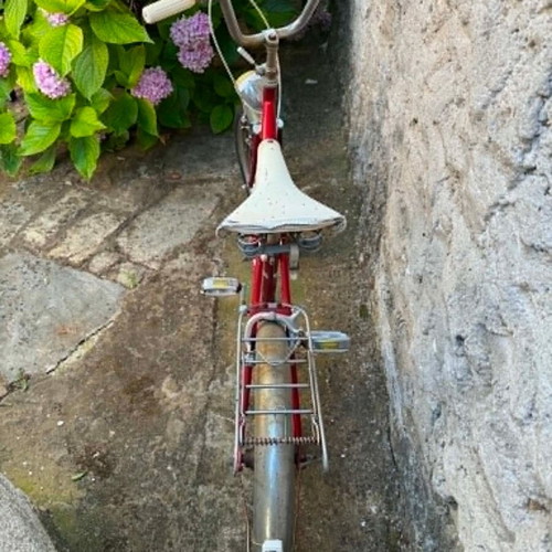Vintage folding bicycle used, red, women's