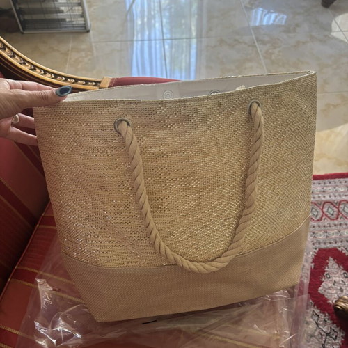 Beach bag new, beige and silver shoulder style