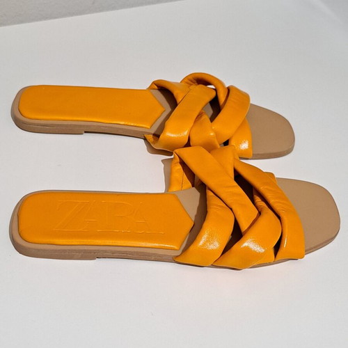 Zara women's leather sandals orange size 36 new