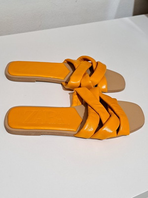 Zara women's leather sandals orange size 36 new