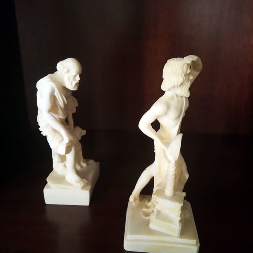 Alabaster figurines of Diogenes and Archimedes new, handmade