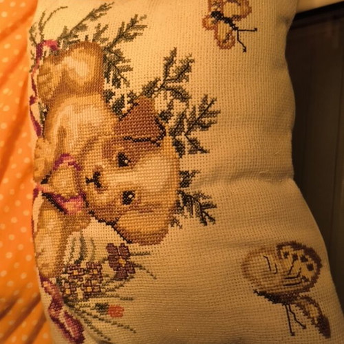 Hand-Embroidered Pillow 40x20 cm New, Handmade Filled Cushion