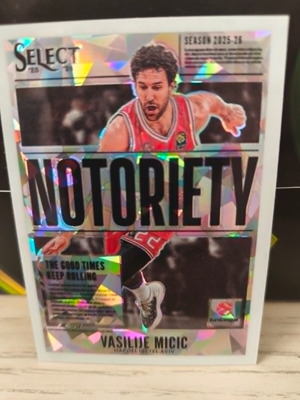 Vasilije Micic 2025-26 Panini Select EuroLeague Notoriety White Cracked Ice card new