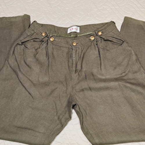 Karavan Khaki Linen Pants size L like new, wide leg