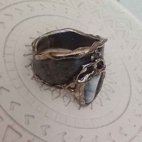 925 Silver Handmade Ring with Aquamarine and Spinel Stones