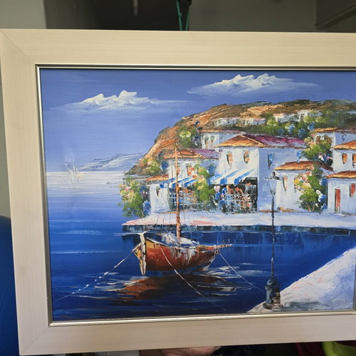 Painting with island theme used